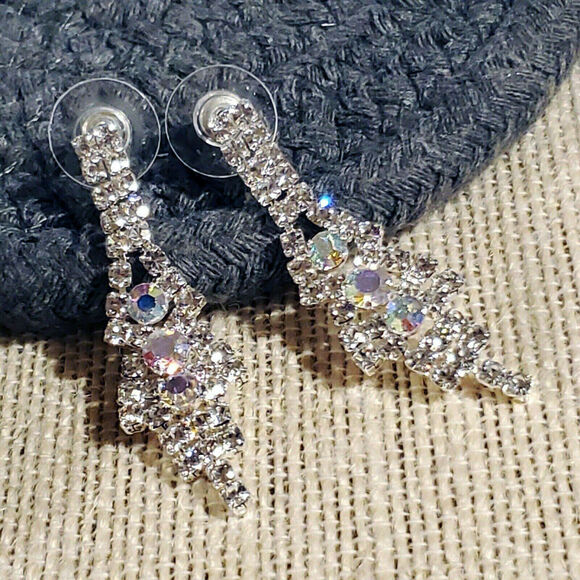 Retro Glam European Lady Di Style Austrian Crystal Earrings - Picture 5 of 10